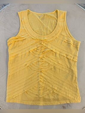 Chico's Yellow Textured Ruffle Layered Tank Top Sz 1